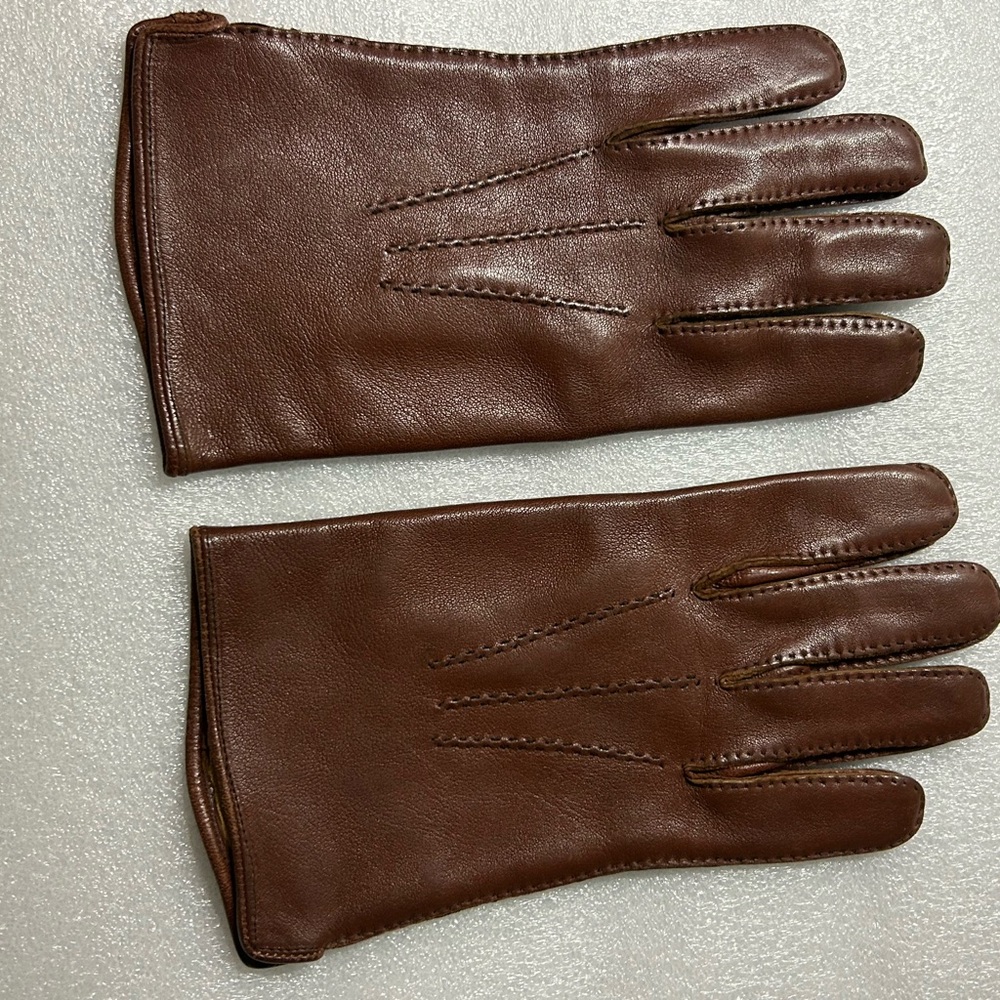 Classic Men's Vintage Brown Leather Gloves Size 10